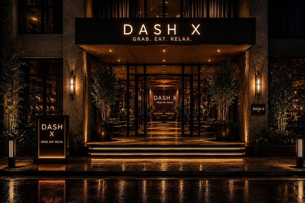 Dash X entrance at night
